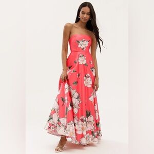 BHLDN Strapless Floral Dress - Pink